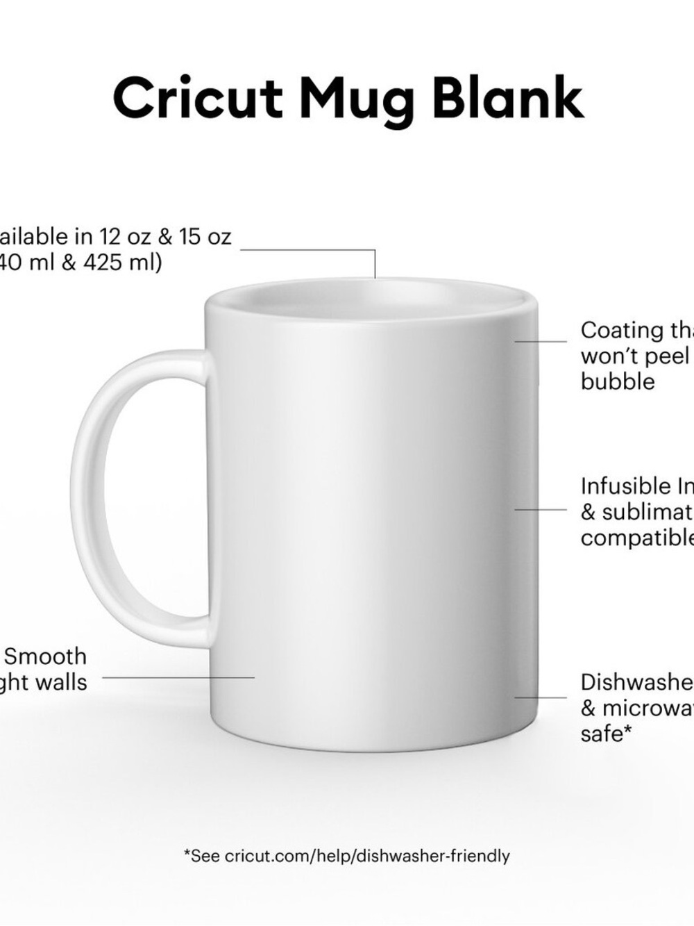 Cricut White Ceramic Mug Blank for Sublimation